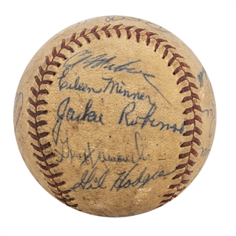 1949 National League Champion Brooklyn Dodgers Team Signed ONL Frick Baseball With 14 Signatures Including Robinson, Reese, Campanella & Hodges (Beckett)
